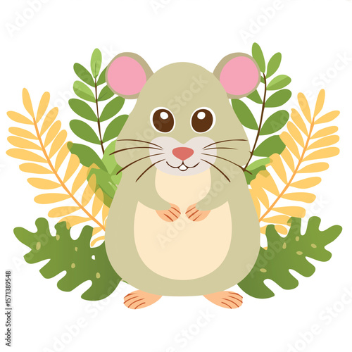Cute vole flat vector