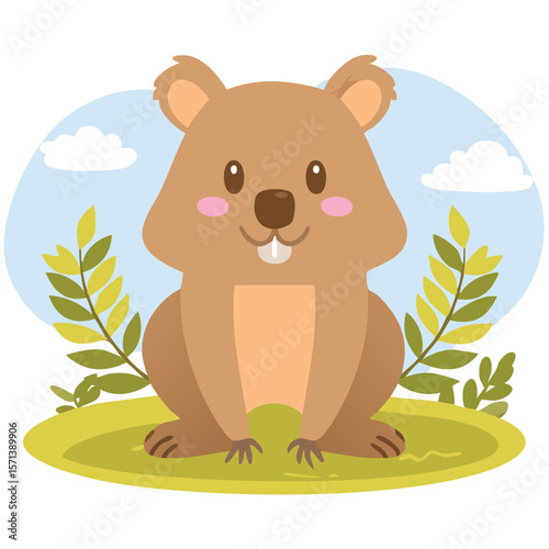 Cute wombat flat vector