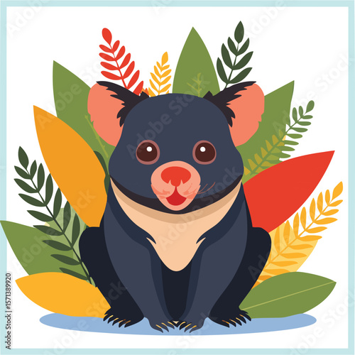 Cute Tasmanian devil flat vector
