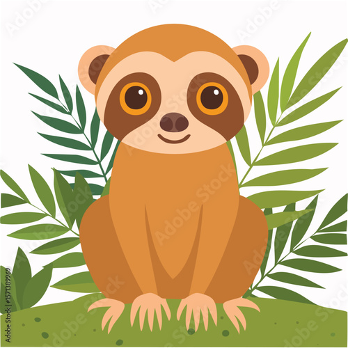 Cute slow loris flat vector