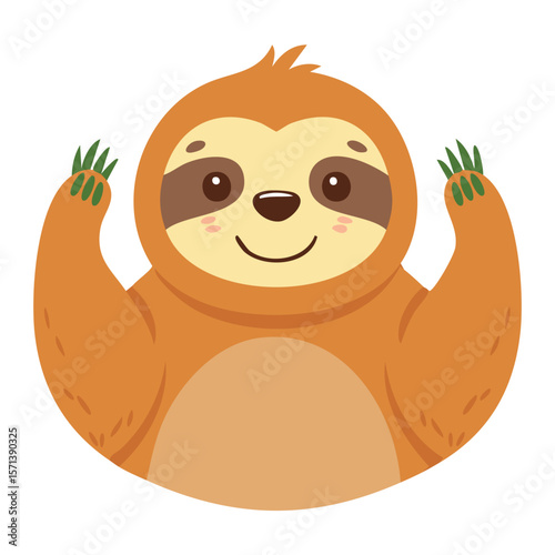Cute sloth bear flat vector
