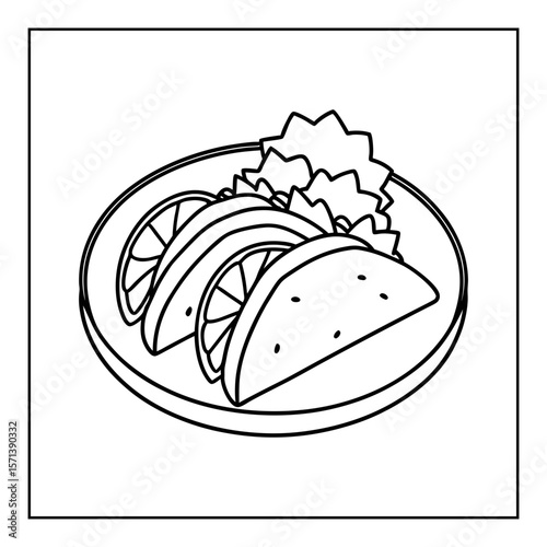 vector illustration of food color book on white background