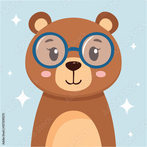 Cute spectacled bear flat vector