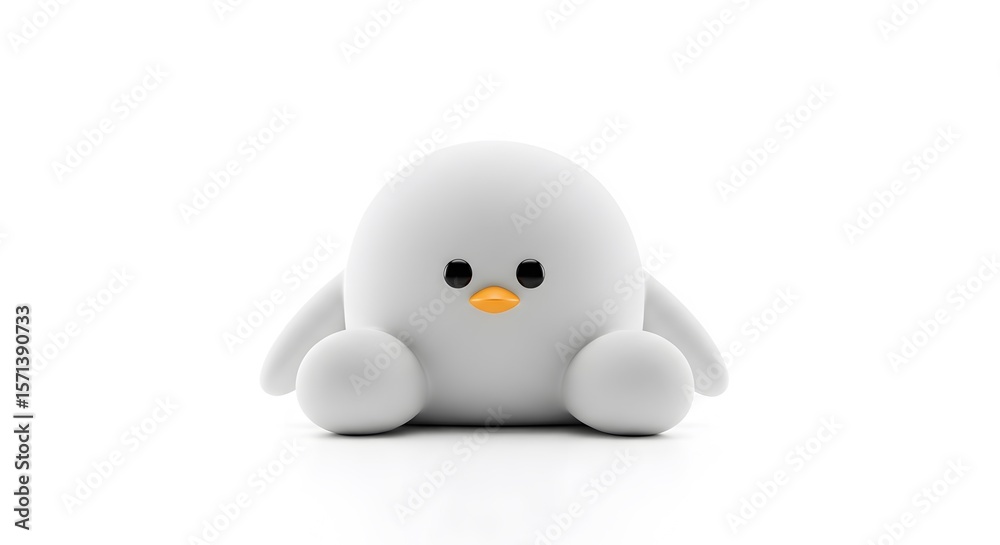 Fototapeta premium Cute White Character: This adorable creature, rendered in pristine white, captivates with its minimalist charm, a symbol of purity and simplicity.