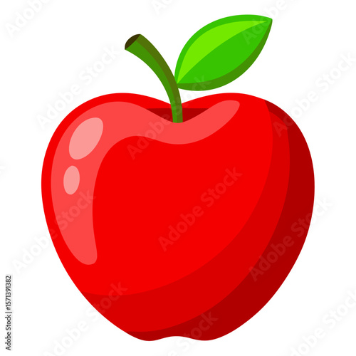 Red apple vector illustration – vibrant healthy fruit art for food packaging, print, or digital design