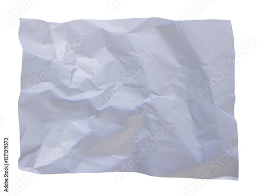 blank white paper crumpled crease on transparent background. white abstract texture background
