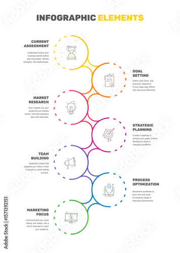 Vector line template circle infographics. Business concept with 7 options and labels. Seven steps for diagrams, flowchart, timeline