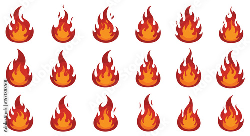 Dynamic depiction of fiery flames. The artwork showcases various stylized flames, capturing their essence and motion