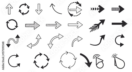 A collection of various arrow designs on a background.