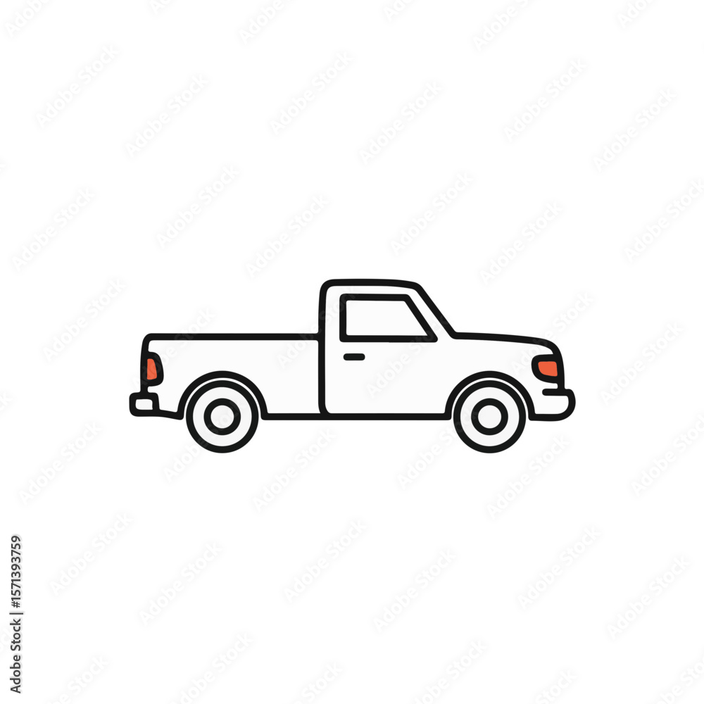 Fototapeta premium A minimalist illustration of a white pickup truck.
