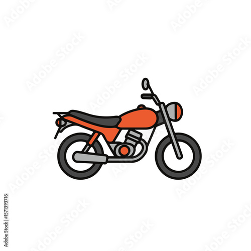 A sleek orange motorcycle with modern design