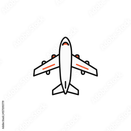 A modern, minimalist illustration of a passenger aircraft, soaring towards new horizons.