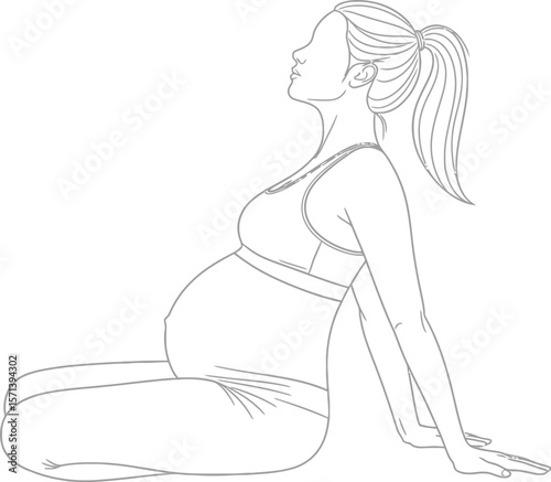 Pregnancy yoga poses prenatal fitness workout illustration vector design