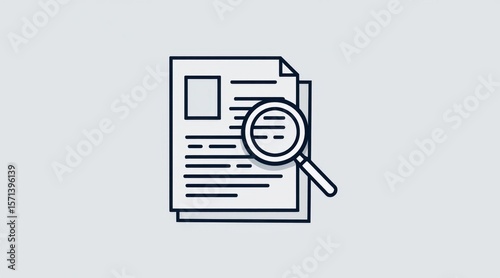 Icon of two documents with a magnifying glass highlighting text on the top page, symbolizing review or analysis.