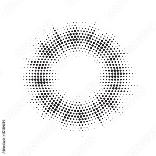 Burst Halftone light effect. Glowing light burst. abstract grunge halftone dots background. Vector illustration.