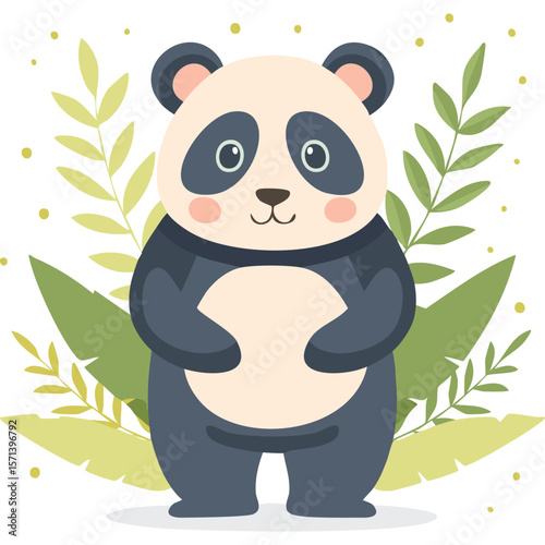 Cute panda flat vector