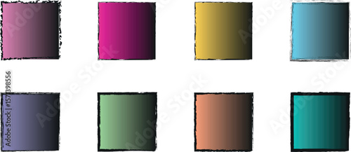 Creative Brush Style Square Outline – Vector Illustration of Handcrafted Square Frame in Gradiant Colour Outline brush stroke

