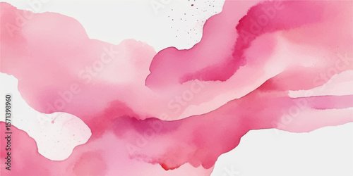 Abstract watercolour background with pink paint splashes and water drops artistic colourful design