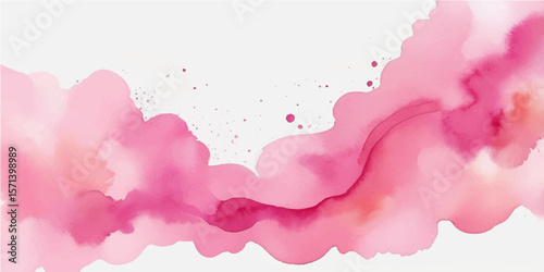 Abstract watercolour background with pink paint splashes and water drops artistic colourful design