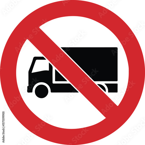 Red circle with diagonal bar truck restriction symbol