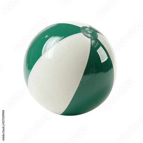 Dark Green and White Beach Ball on transparent background