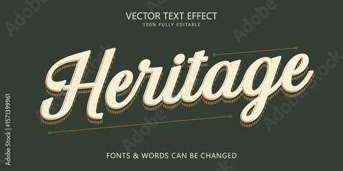 Heritage editable text effect, Script text style