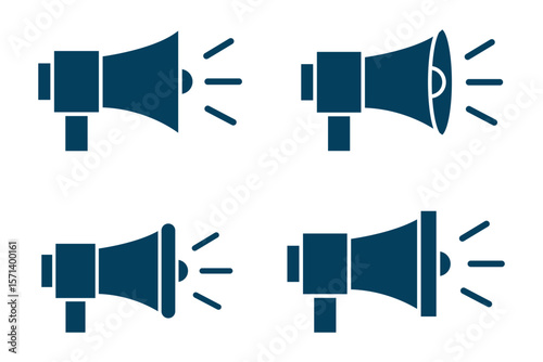 speaker icon set. noise icons symbol. sound level. silent signs. Volume symbol. Megaphone icons set. Loudspeaker megaphone icon collection. Shout announce. Loud speaker public announcement. EPS 10. 