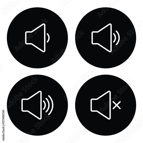 Speaker volume icon with sound waves. Speaker icon vector illustration. volume sign and symbol. loudspeaker icon. sound symbol. speaker on, off. Mute and silent icon set. Design eps 10. 