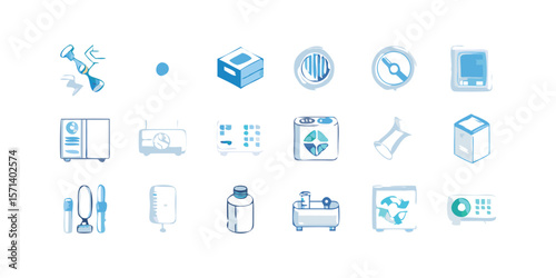 Comprehensive HVAC Icon Set for Home and Industrial Applications A collection of vector icons representing heating ventilation and air conditioning systems suitable for various design