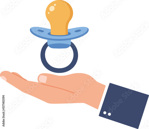 Hand Holding Baby Pacifier Symbolizing Infant Care and Soothing Comfort in Parenting and Newborn Essentials