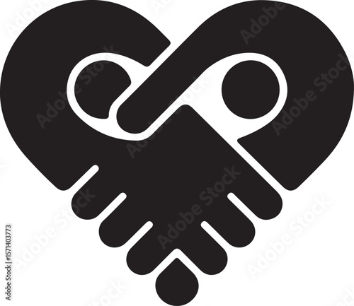 Give Love Silhouette Vector Icon, symbol of heart with given style icon.