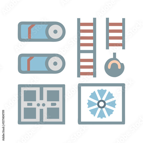 Comprehensive HVAC Icon Set for Home and Industrial Applications A collection of vector icons representing heating ventilation and air conditioning systems suitable for various design