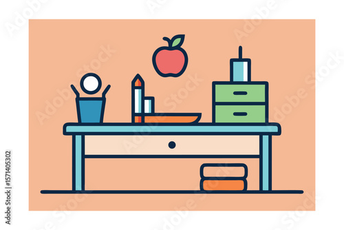 Desk with apple