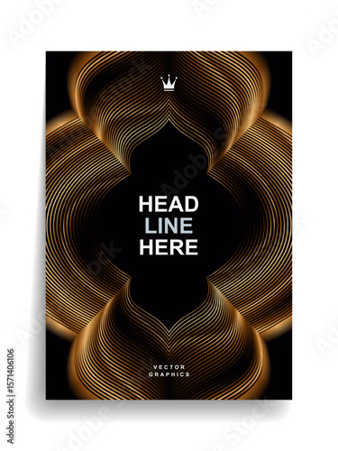 Premium quality cover with gold lines forming beautiful silhouettes and gradients.