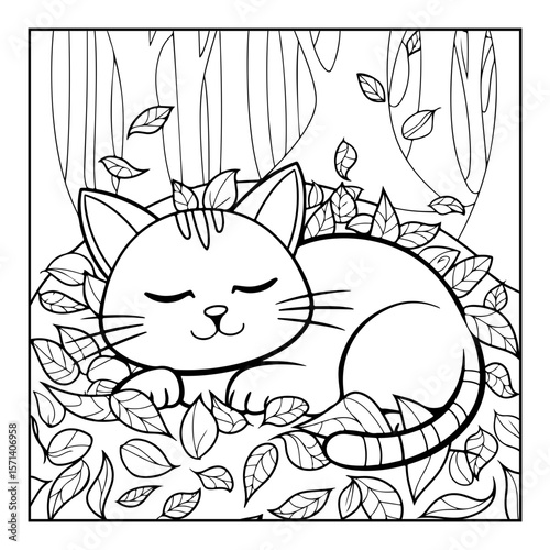 vector illustration of a garden coloring page