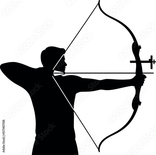 Archers  silhouette on white background