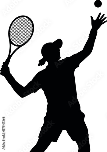 Tennis silhouette on white background