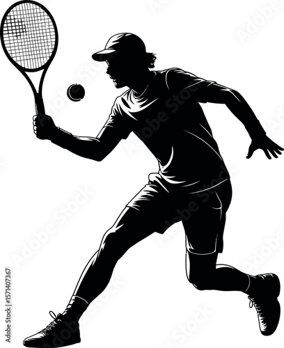 Tennis silhouette on white background