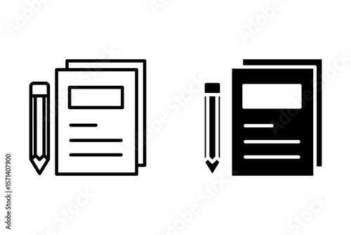 write diary or journal icon, writer book, story writing book, pen in journalist hand, thin line symbol isolated on white background, vector illustration