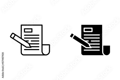 Write document icon, Write document sign vector on white background