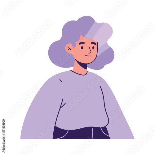 Portrait of a Young Woman with Lavender Hair and Purple Sweater
