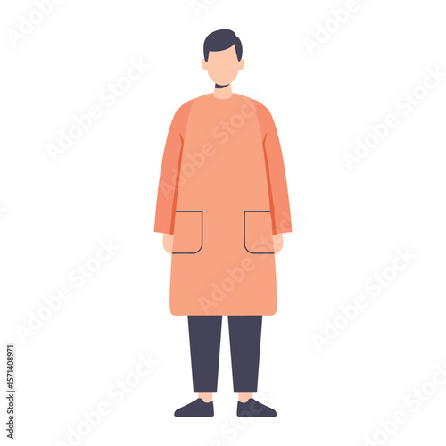 Simple Illustration of a Man in a PeachColored Tunic