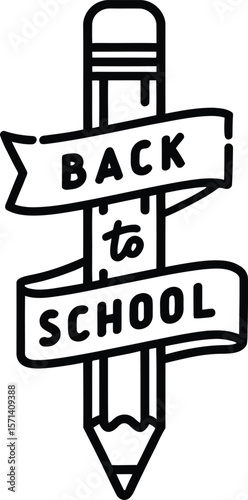 Back to School Banner on Pencil Graphic