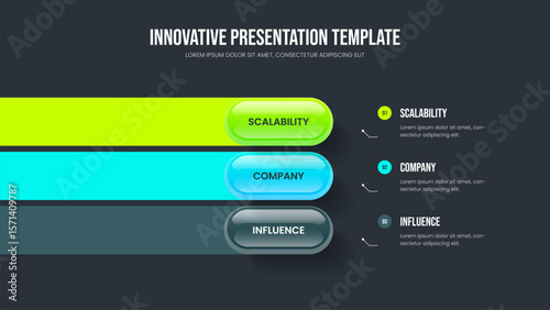 Financial Forecast Presentation Design Vector Illustration. Investor Launch Three Element Infographic Frame Layout. Project Campaign 3 Option Diagram Slideshow Template.