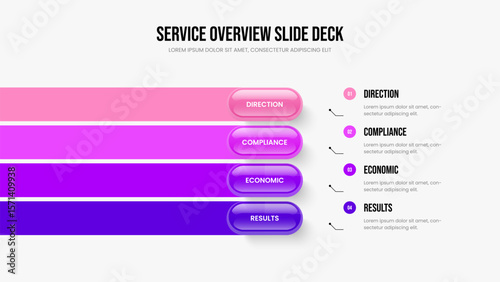 Company Showcase Four Element Infographic Frame Template. Digital Insight Slide Layout Vector Illustration. Project Analysis 4 Step Diagram Presentation Design.