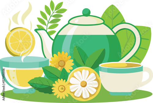 herbal tea set green tea chamomile mint tea 