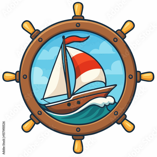 sailing ship steering wheel