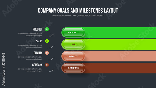 Professional Planning Four Element Infographic Presentation Template. Sales Innovation Slideshow Layout Vector Illustration. Corporate Growth 4 Option Diagram Frame Design.
