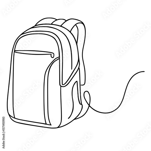 Minimalist one line art isolated backpack illustration
