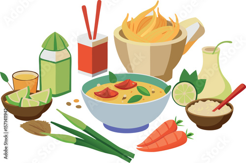 thai cuisine set pad thai chili paste Lemongras
